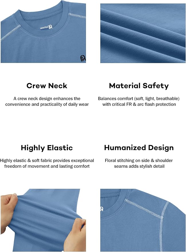 FR Shirts for Men 6oz Lightweight Stretch Work Shirt with Decorative Shoulder Stitch Design Flame Resistant Long Sleeve CAT2