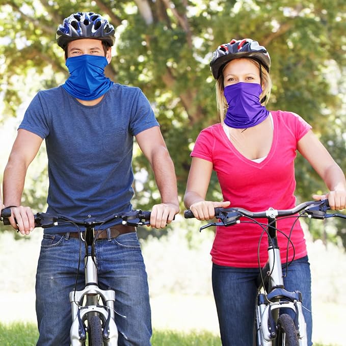Geyoga 6 Pieces Summer UV Protection Cooling Neck Gaiter Face Clothing Neck Gaiter Mask Scarf Sunscreen Breathable Bandana
