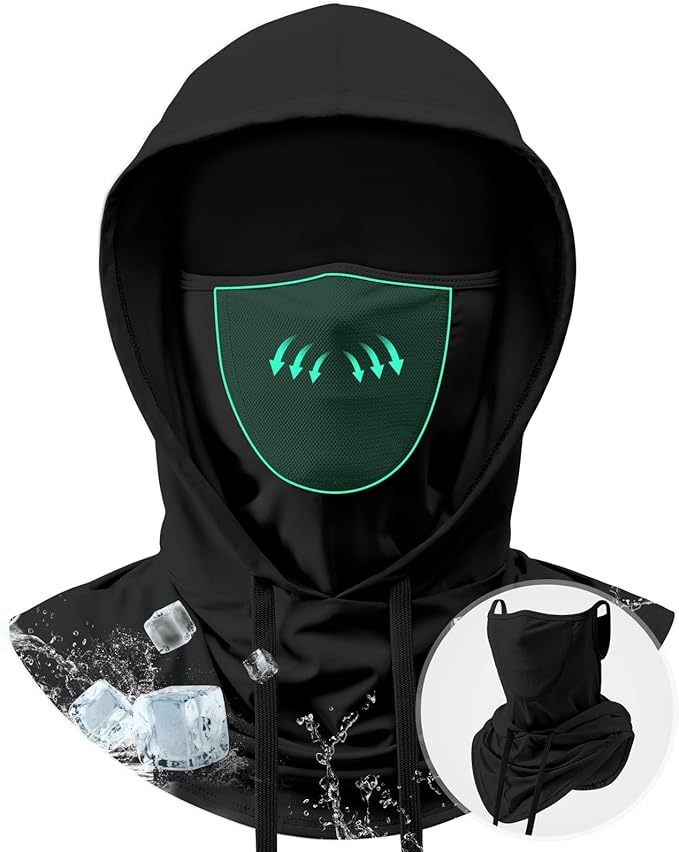 3 in 1 Summer Cooling Balaclava Hood Face Mask with Ear Loops Men Women Sun UV Protection Breathable Full Head Cover