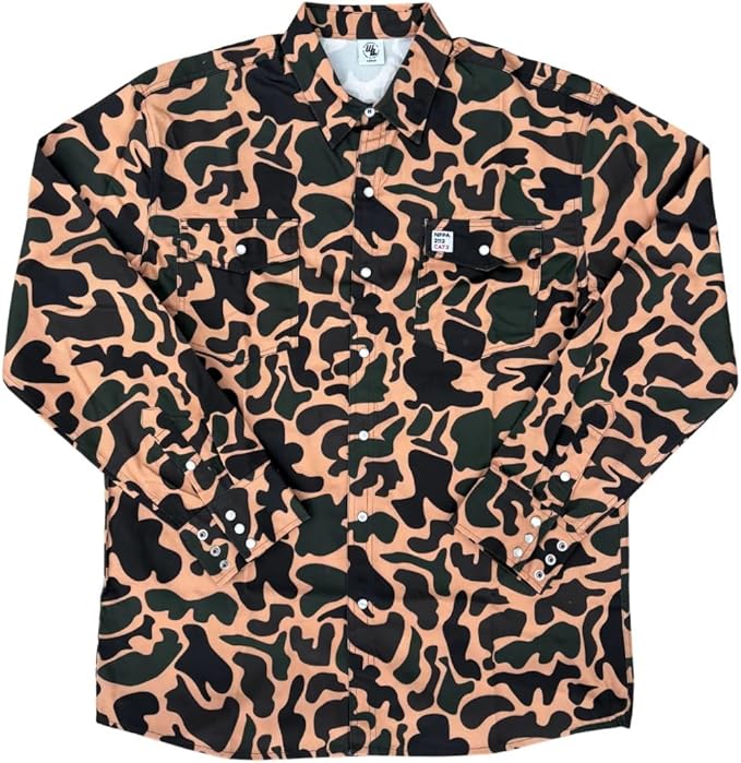 WoahBros FR Shirts for Men, 8oz Midweight Flame Resistant Welding Shirt, 100% Cotton, Pearl Snap Buttons - CAT2/NFPA2112