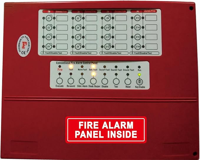 Fire Alarm Panel Inside Sign – Made from Premium Durable Acrylic Material, Super Strong Self-Adhesive, Quick Installation, Perfect for Your Business and Home (9x3 Inches, Red)