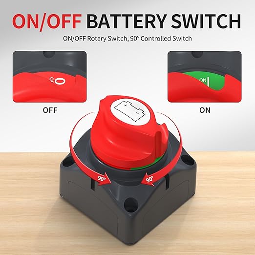 Top Post Battery Disconnect Switch 12V-48V Battery Disconnect Switch 12 Volt Waterproof Cut Off Switch Positive On/Off for Marine Car RV Boat ATV UTV Vehicles