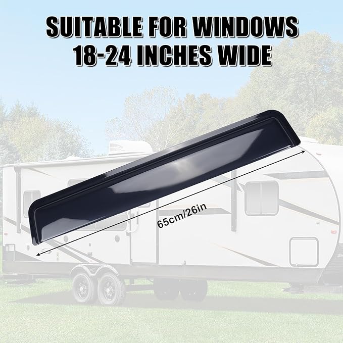 RV Window Visor Deflector, Rain Guard Extra Durable Sun Wind Air Side Vent Deflector Fits for 18-24inch Wide Window