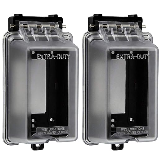 ENERLITES Outdoor Outlet Cover Extra-Duty in-Use Weatherproof Outdoor Decorator/GFCI Receptacle Outlets, Weatherproof Enclosure, 1-Gang 6.1”H x 3.4”W x 2.8”D, Clear Cover, IUC1V-D-2PCS, 2 Count