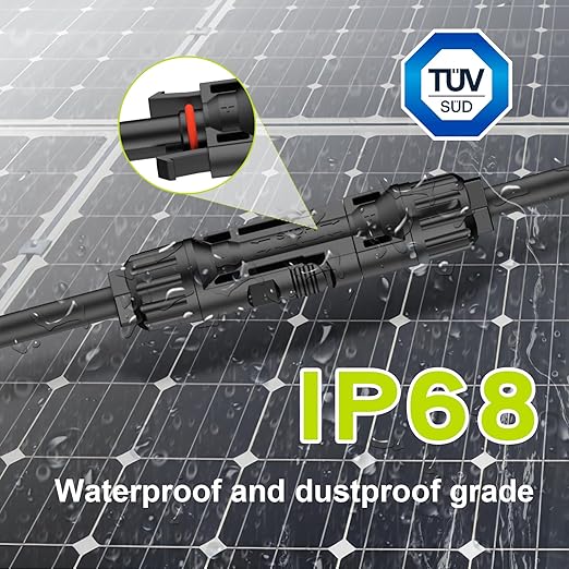1 Pair Solar Connectors for 2 Solar Panels,Tool-Free Solar Panels Connectors 10awg, Waterproof Solar Panel Splitter, 1 to 2 Y T Branch Parallel Adapter for Solar Cable Extension