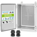 TICONN Outdoor Electrical Box Waterproof, Junction Box IP67 ABS Plastic Enclosure with Hinged Cover with Mounting Plate, Wall Brackets, Cable Glands (Off-White, 15.7"x11.8"x7.1")
