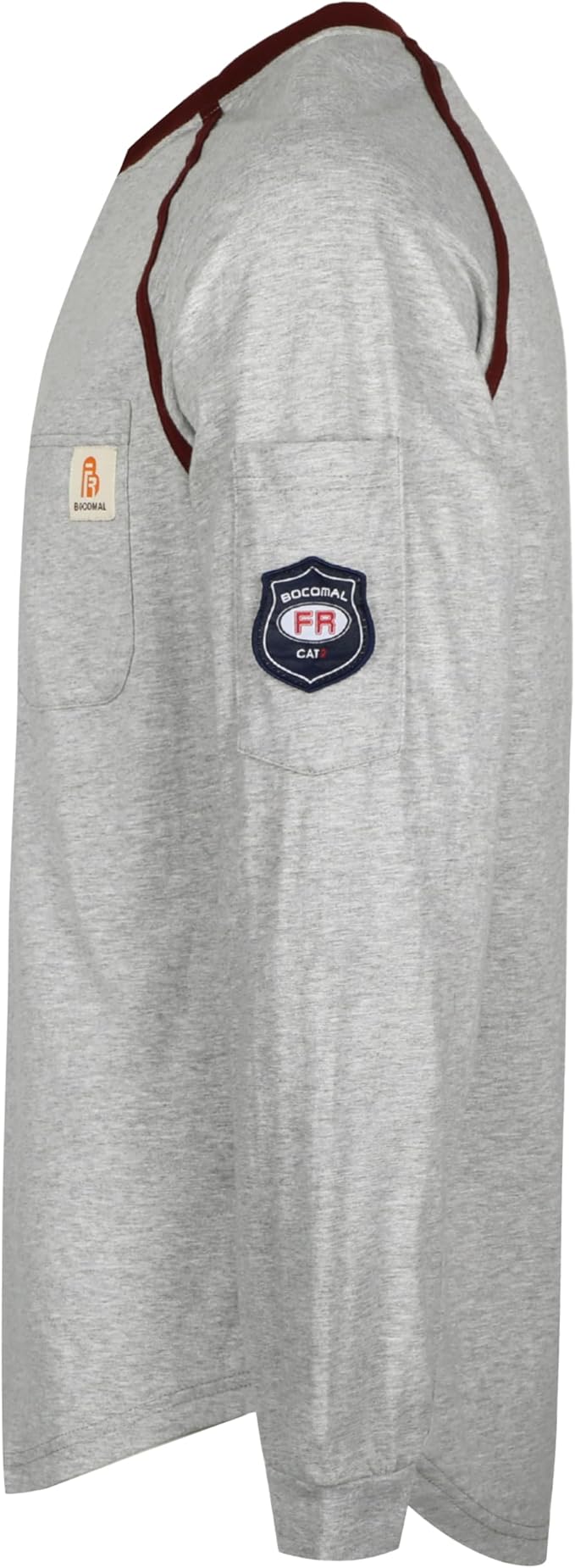 BOCOMAL FR Shirts for Men Crew Neck Long Sleeve 5.5oz Light Weight Flame Resistant/Fire Retardant Clothing Shirt