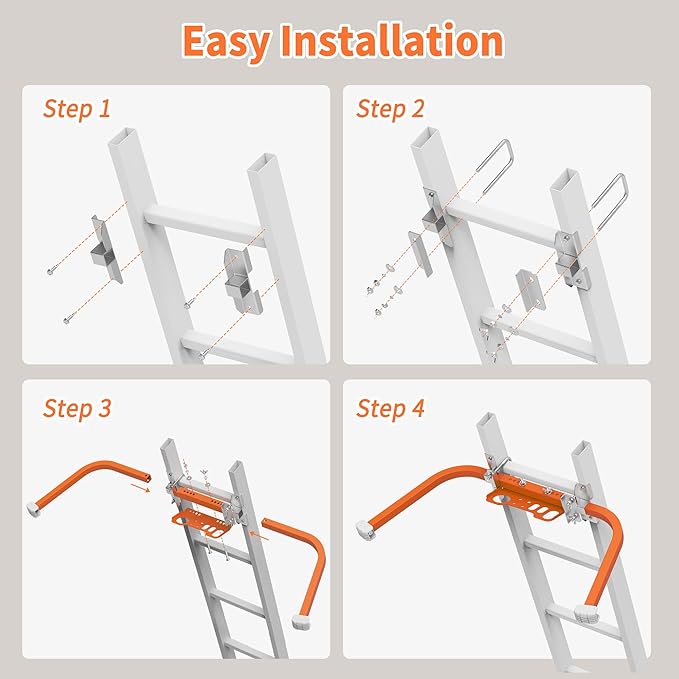 Ladder Stabilizer,Wing Span/Wall Extension Ladder Standoff Arms,Extension Ladder Accessory for Roof Gutter Guard,Heavy Duty Extension Ladder Stabilizer for Roof Ladders Gutter (Orange)