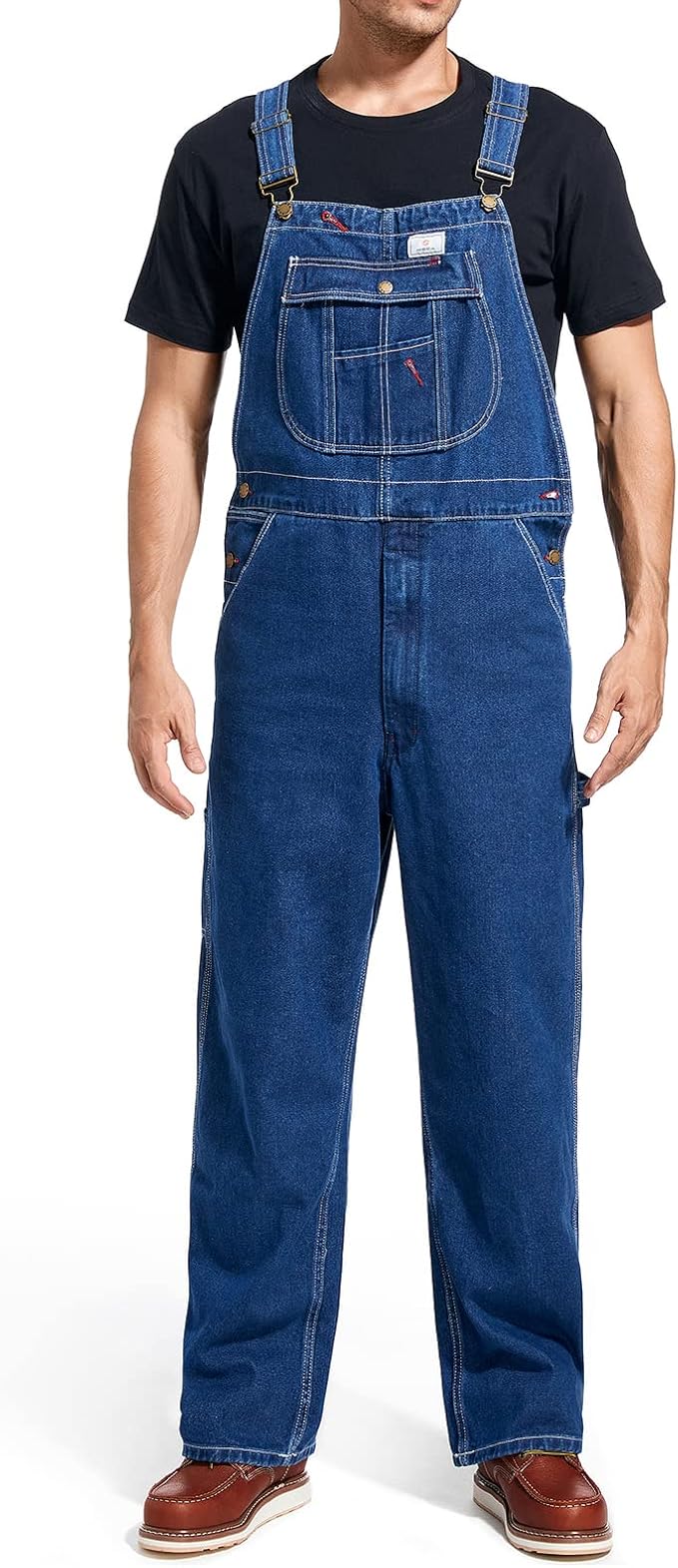 HISEA Men's Denim Bib Overall, Mens Relaxed Fit Overall Midweight Workwear with Adjustable Straps and Convenient Tool Pockets