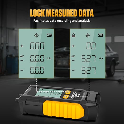 PT503 Manometer Gas Pressure Tester,Dual-Port HVAC Digital Manometer with Range of -100 to 200 KPa, 6 Units, Data Retention, 7Adapters,