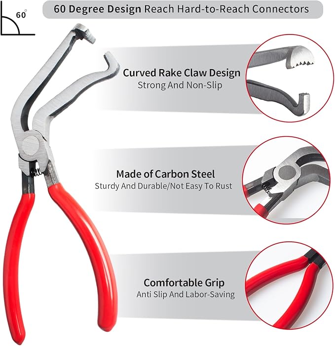 5 Pieces Electrical Disconnect Pliers for Cars, Automotive Electrical Plug Connector Disconnect Tool and Connector Separator and Hose Clamp Pliers