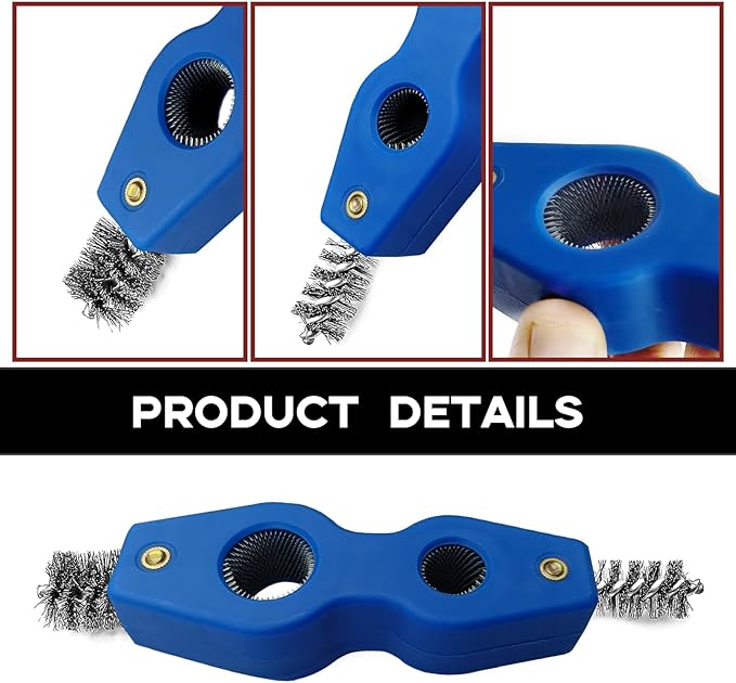 4 in 1 Car Battery Terminal Cleaning Brush, Anti-Rust Auto Battery Cleaner Brush Tool, Universal for Automotive and Marine for Plumbing Installation Soldering Brazing, Car Accessories (Blue)