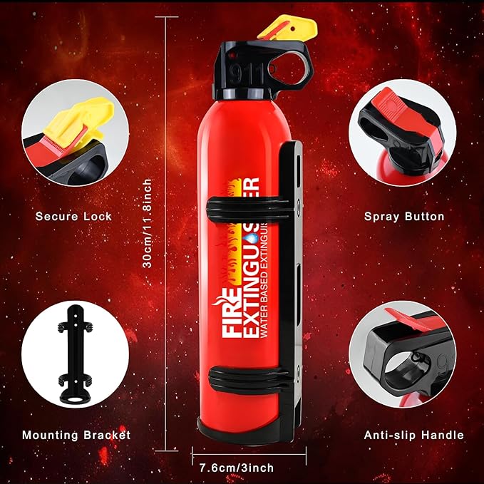6 Pack Fire Extinguisher for Home with Mount - Upgraded 8-in-1 Portable Fire Extinguisher for Car Vehicle Boat House Kitchen, Water-Based Fire Extinguisher for A, B, C, K Fires