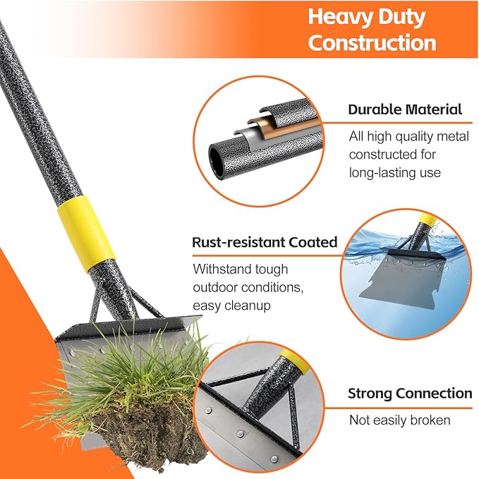Garden Shovel, Weeding Tool, Multifunctional Garden Cleaning Shovels, 72 Inch Floor Scraper Long Handle, Heavy Duty Metal Flat Spade Shovel for Lawn Edging, Crack Weeder, Ice Chopper, Snow Shovel