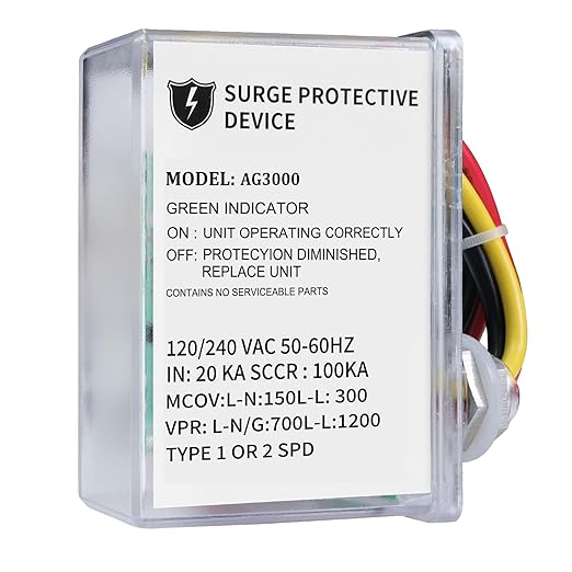 HVAC Surge Protector 120/240V Mini Split Surge Protector with TPMOV Technology Device for AG3000, Watertight Enclosure Lightning Protection, Comprehensive Surge Protection