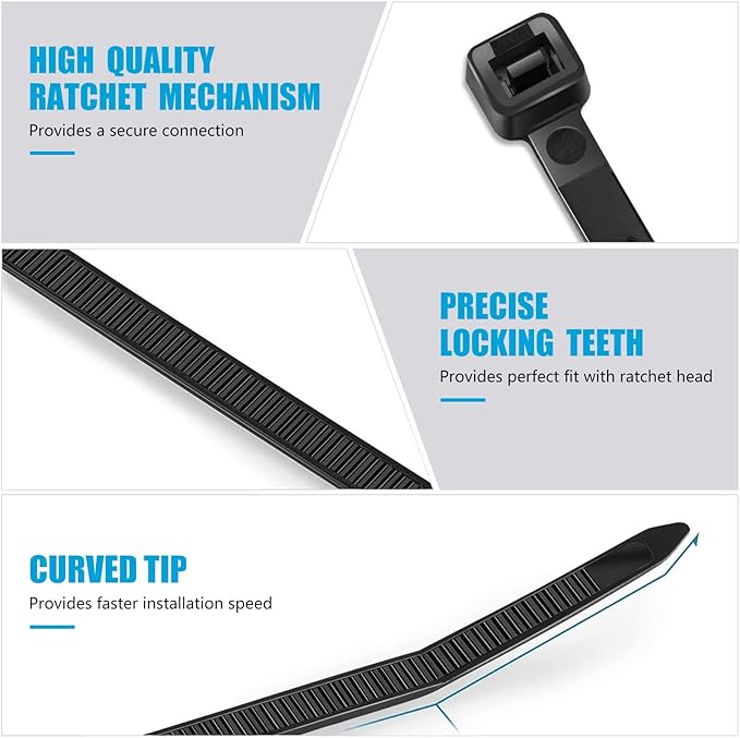 Zip Ties 12 inch (4000 Pack), Black, 50lbs Tensile Strength, UV Resistant Cable Ties for indoor and outdoor by Karoka