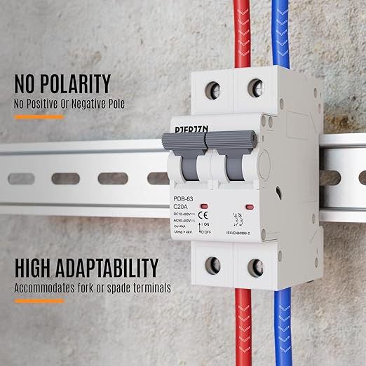 Miniature Circuit Breaker 400VDC/AC 20A 2 Pole Solar Circuit Breaker Shut Off Switch, PV Isolator Solar Panel for Homes Battery (20 Amp)