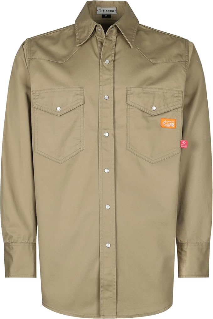 Titicaca FR Shirts for Men 6.5oz Lightweight Flame Resistant Button Down Work Shirt Fire Retardant Welding Shirt