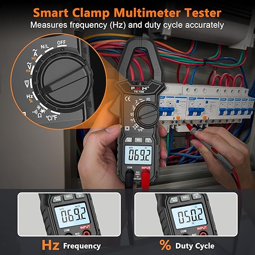 FKM Clamp Meter,TRMS 6000 Counts Digital Clamp Multimeter Voltage Tester,Auto-ranging 600 Amp Volt Meter,for AC/DC Voltage,AC Current,NCV,Capacitance,Resistance,Continuity,Hz/Duty Cycle,Diode,TempTest