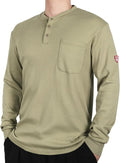 TICOMELA FR Shirts for Men Flame Resistant Shirt NFPA2112/CAT2 7oz Fire Retardant Men's Long Sleeve Henley Shirts