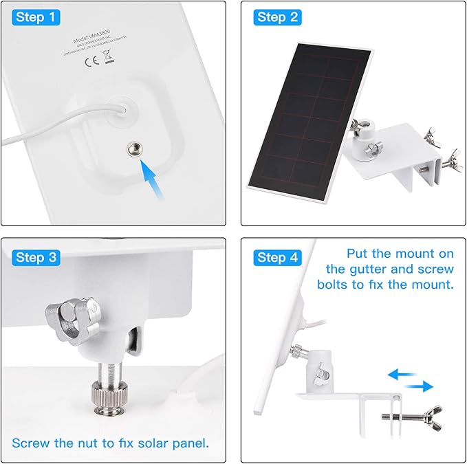 2Pack Gutter Mount Compatible with Arlo Essential Solar Panel, Arlo Pro 5S/Pro 4/Pro 3/Pro 2/Ultra 2/Ultra/Solar Panel, Perfect Angle to Get Adequate Sunlight