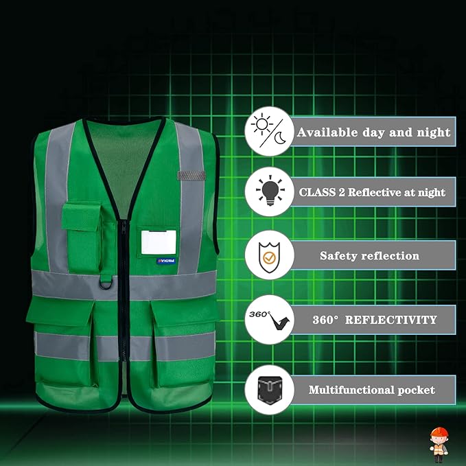 3xl green safety vests reflective