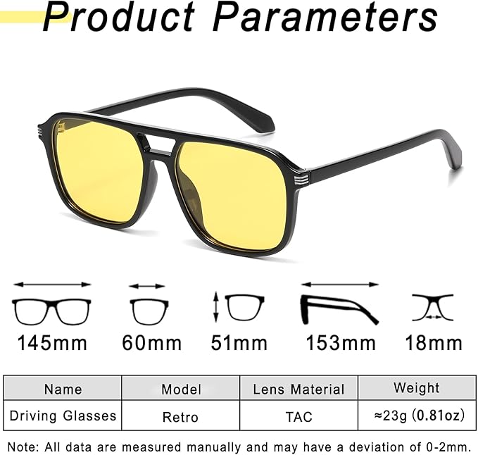 Large Night Vision Glasses for Driving Women Men - Anti Glare Night Driving Glasses