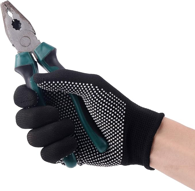 12Pairs Work Gloves Anti-slip Knitted Stretchy Cloth Glove Thin Moist Glove Liners