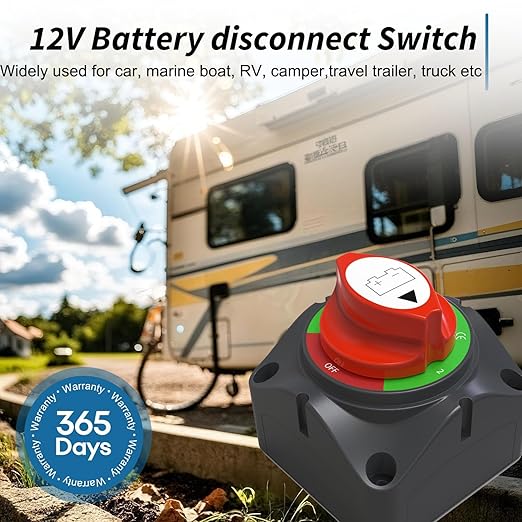 Battery Disconnect Switch 12V Master,12V-48V Battery Shut Off Switch 275Amps High Current for Car Marine Boat RV Vehicles(1-2-Both-Off)