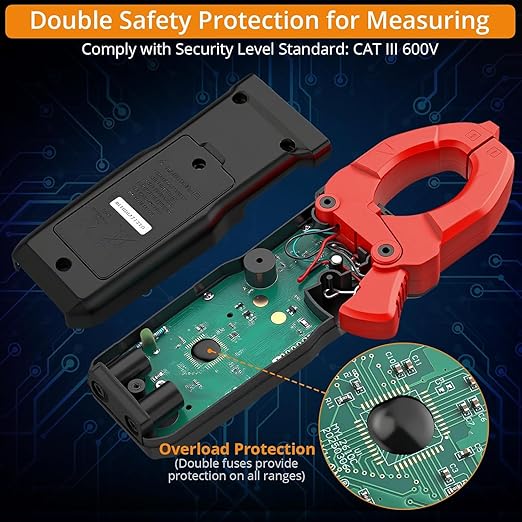 Neoteck Clamp Meter 4000 Counts Amp Meter for TRMS AC Current AC/DC Voltage 600A Auto Range Digital Multimeter with Capacitance Continuity Resistance NCV Diode Test for Car Electric Cabinet