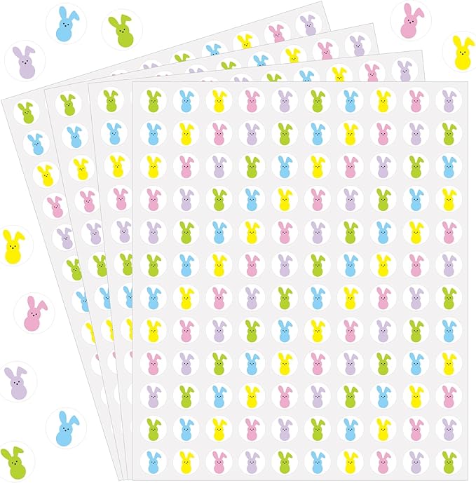 2400 Pcs Mini Easter Bunny Sticker for Kids,5 Colors Animal Adhesive Sticker for Planner Reward Envelope Scrapbook DIY Supplies,0.5 in