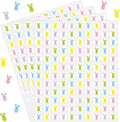 2400 Pcs Mini Easter Bunny Sticker for Kids,5 Colors Animal Adhesive Sticker for Planner Reward Envelope Scrapbook DIY Supplies,0.5 in