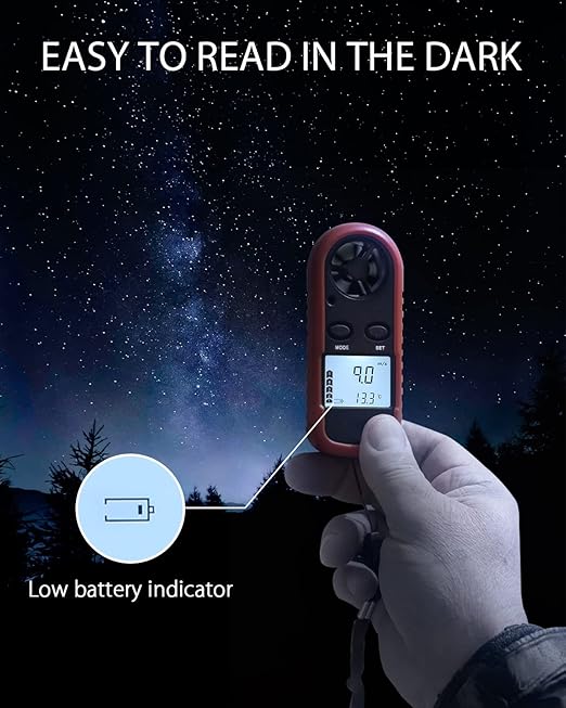 Wintact Handheld Anemometer, Digital Wind Speed Meter Gauge, Air Flow Velocity Tester with Measuring Wind Temperature 14℉ to 113℉ for HVAC Duct Outdoor Kite Boat Sailing Surfing (WT816)