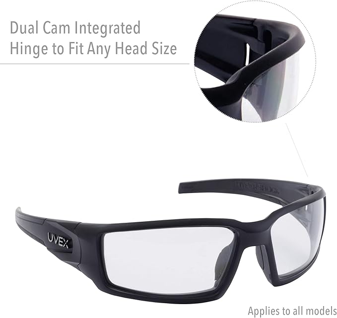 Uvex Hypershock Safety Glasses, Black Frame with Gray Lens & HydroShield Anti-Fog Coating (S2941HS)
