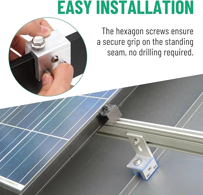 48PCS Standing Seam Roof Clamps, Metal Roof Fixing Clamps, Racking Bracket for Solar Panel Module Installation, Starlink Base, Heat Cable and Snow Guard Attachment