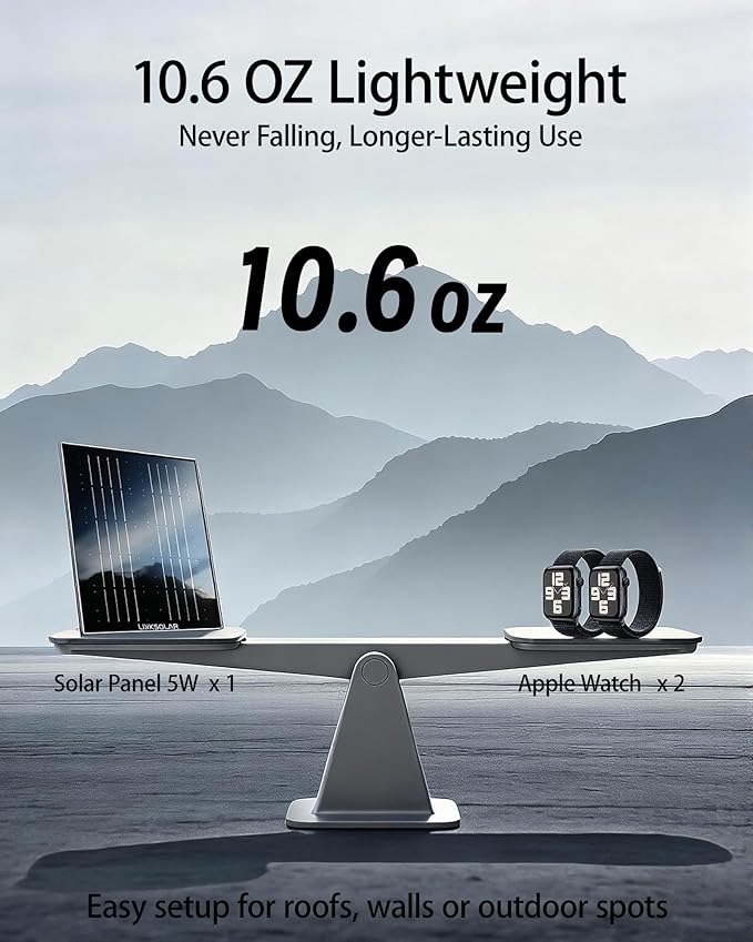 Solar Panel for Security Camera Outdoor, 5W Solar Charger with Micro USB, DC & USB-C Port for Outdoor Rechargeable Battery Camera, IP65 Waterproof, 9.8ft Cable, 360°Adjustable Bracket