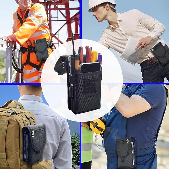 Belt Tool Pouch,Tactical Utility Pouch, Heavy-Duty Nylon EDC Multitool Organizer,Cell Phone Holder, Multi-Pockets Tool Holster Sheath Bag for Electricians Handymen Work Maintenance Dailylife Hiking
