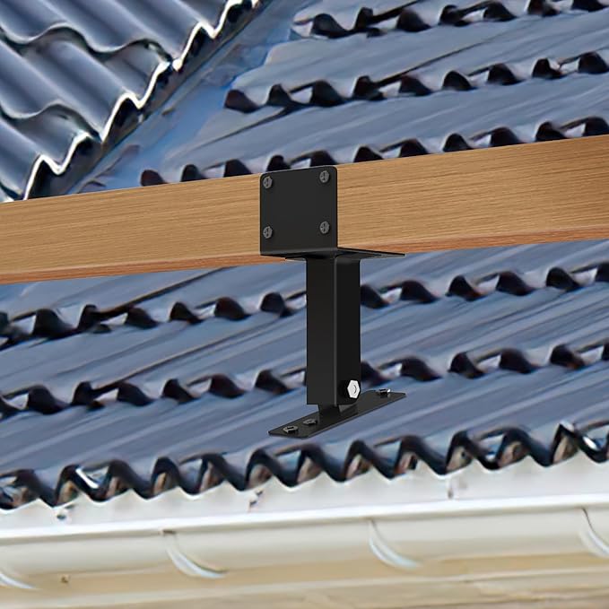3Pcs Roof Riser Brackets Kit,Pergola Roof Riser Beam Bracket,Heavy Duty Pergola Brackets, ,Adjustable Saddle Roof Riser Post for Gazebo -Includes Screws