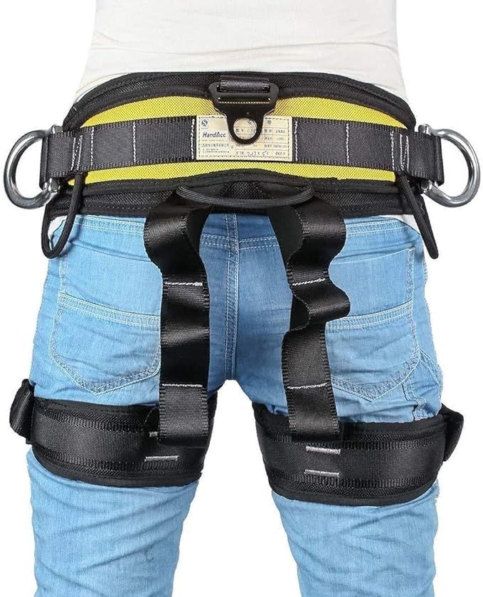 Climbing belts, Thicken Professional Safety Belt with Magnesium Alloy Connection Ring, Outdoor Momentum Belt for Rock Climbing, Fire Rescue, Rappelling