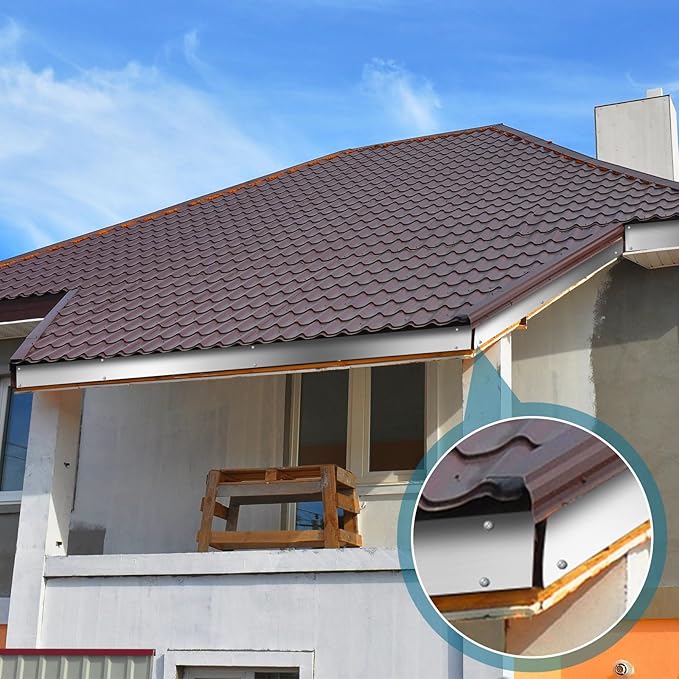 Blulu 1 Roll 8" x 50' Aluminum Flashing Roll, 0.36mm Thickness Weatherproof Metal Aluminum Roof Panels, Roof Flashing Strip for Sealing Windows Doors Backyard Outdoor Gardens Moss Stains Prevention