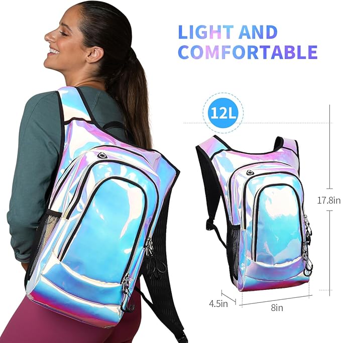 Hydration Pack, Hydration Backpack with 2L Hydration Bladder, Festival Essential Water Backpack, Lightweight Hydration Bag Hydropack Hydro for Running, Biking, Music Festival Gear, Rave