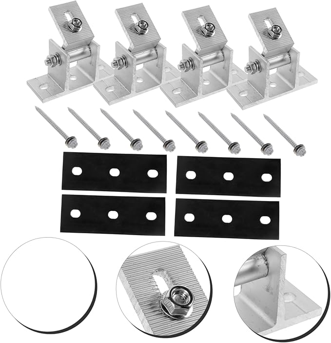 Gadpiparty 4pcs Adjustable Solar Panel Bracket Tilt Mount Clamp for Roof Rv Boat Compatible Various Easy Installation