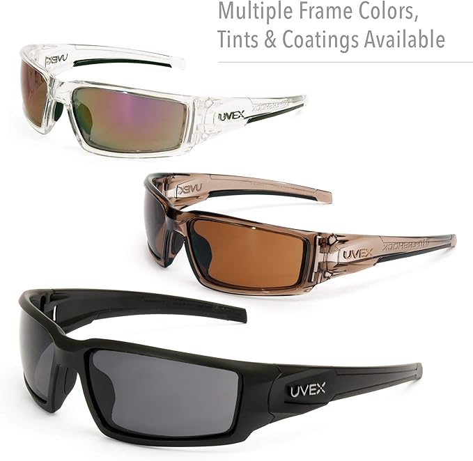 Honeywell Home Uvex by Hypershock Safety Glasses, Black Frame with Gray Lens & Uvextreme Plus Anti-Fog Coating (S2941XP)