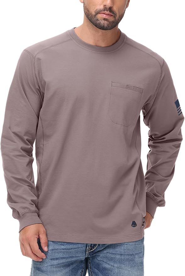 FR Shirts for Men 5.5OZ Lightweight Stretch Patriot Baseball T-Shirt Work Shirt