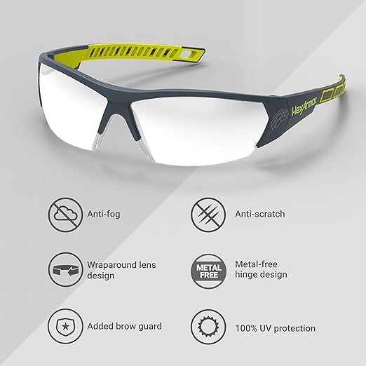 HexArmor MX250 Silver Mirror 53% tinted safety glasses for men and women | Anti-fog | Scratch resistant wrap around lenses | Adjustable side arms | Certified ANSI Z87 | 100% UV protected eyewear