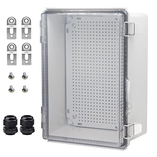 Waterproof Electrical Box Junction Box Weatherproof IP67 ABS Plastic Enclosure Switch Router Project Box Electronics DIY Enclosure with Mounting Plate and Wall Bracket Clear 11.8"x7.9"x5.1"