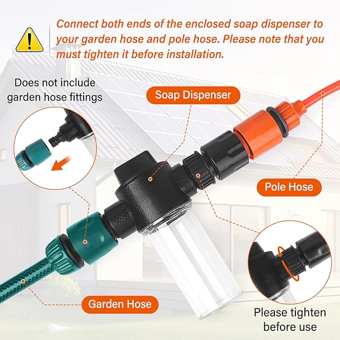 20FT Water Fed Solar Panel Cleaner Brush and Pole,Solar Panel Cleaning Kit with Telescopic Pole & Cleaner Solution Dispenser,180°Rotatable Solar Cleaning Brush with Lightweight Pole for RV,Boat,Deck