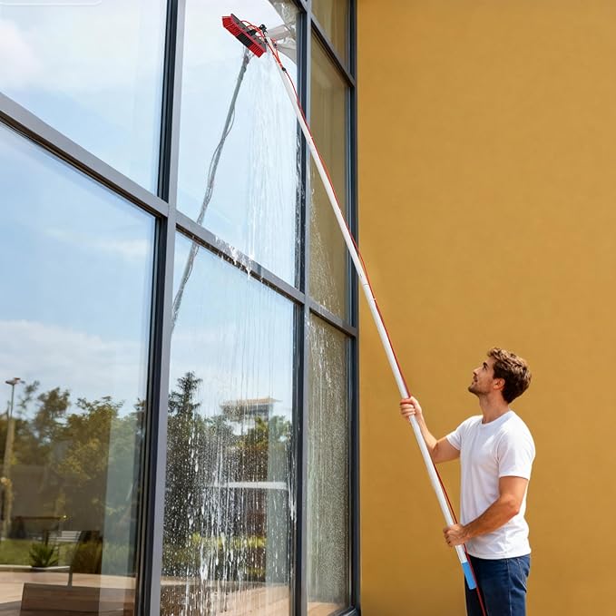 Solar Panel Cleaning Brush and Pole Kit, 13 FT Outdoor Window Cleaning System for Solar Panel, Window, Roof, Solars Panels Cleaaning Kit Cleaner Tool for Windows Glass Roof Outdoor Glasses Brushs