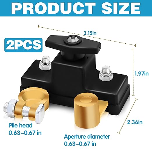 2Pcs Car Battery Power Cut-Off Switch Breaker Pure Copper, Smart Car Battery Disconnect Stable Transmission Switch Supplies, High Conductivity Disconnect Heavy Duty for Truck Boat Rv