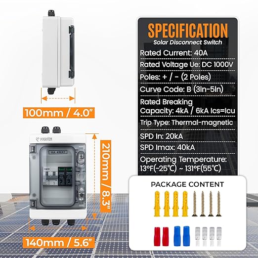 Solar Combiner Box (1 in 1 Out/2 in 2 Out/3 in 3 Out/4 in 4 Out) PV Combiner Box with 1000V DC 40A MCB & 20-40KA SPD Power Distribution Box (1String 1in1out)